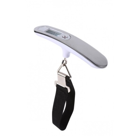 Cantar pentru bagaje PreciseWeight Doty®, digital cu afisaj LCD, Metal, Portabil, Carlig inclus, maxim 50 kg, argintiu [1]