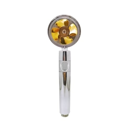 ARTICOLE PENTRU BAIE - Cap de dus 360 grade GoldenShower, filtru apa, buton stop, micro-duze pentru presiune, argintiu/auriu, Doty®️
