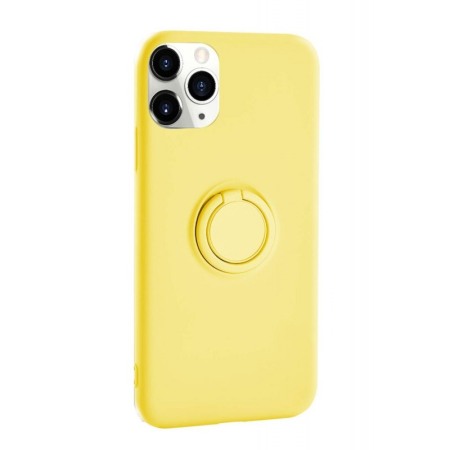 SMARTPHONE & ACCESORII - Carcasa  iPhone 11 Pro , Galben , Suport tip Inel, Liquid Silicone iPhone XI  5.8 inch
