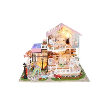 Casa de construit DIY Dreamy Villa, tip macheta, miniatura artizanala, scala 1:24, cu leduri si accesorii, Doty®️ [2]