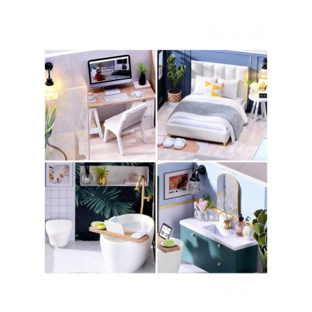 Casa de construit DIY Enjoy Loft, miniatura artizanala, scala 1:24, cu leduri si accesorii, Doty®️ [2]