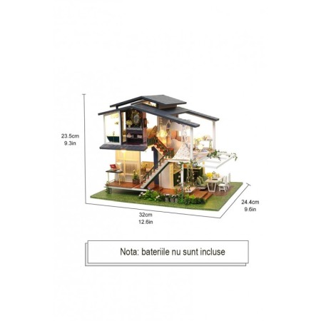 Casa de construit DIY Fairy Villa Doty®, miniatura artizanala, 32x24.5x25.5 cm, cu leduri si accesorii incluse [5]