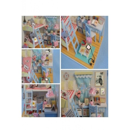 Casa de construit DIY KidsRoom Doty®, miniatura artizanala, 18x13, 5x13, 5 cm, cu leduri si accesorii incluse [2]
