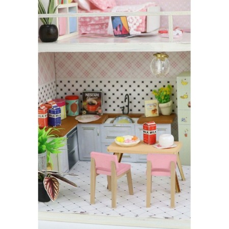 Casa de construit DIY Pinky Loft, tip macheta, miniatura artizanala, scala 1:24, cu leduri si accesorii, Doty®️ [9]