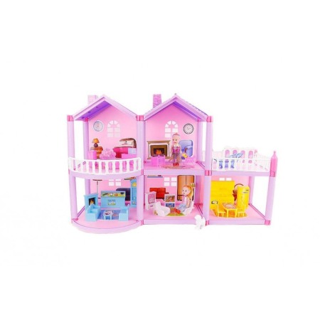 Jucarii & jocuri - Casa pentru papusi,Lovely House,  90 de piese,  culoare roz,usor de montat, Doty