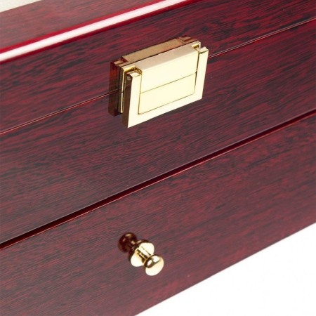 Caseta Lux de Depozitare Ceasuri 20 Spatii  ,Lemn Culoare Cires , inchidere cu clema [1]