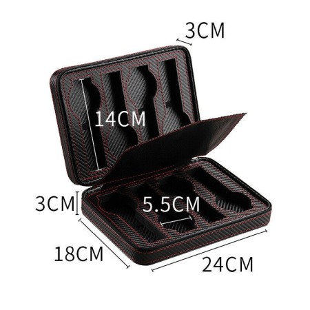 Caseta Transport Ceasuri 8 Spatii Carbon,Inchidere cu fermoar [2]