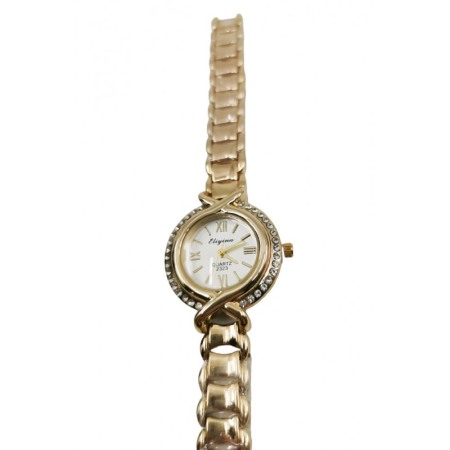 Ceas dama LuxuryBraid mecanism Quartz, bratara metalica aurie, pietre, 19 cm, design elegant, comfortabil si versatil [2]