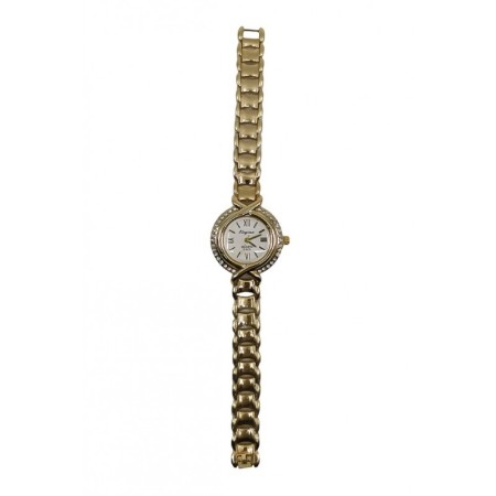 Ceas dama LuxuryBraid mecanism Quartz, bratara metalica aurie, pietre, 19 cm, design elegant, comfortabil si versatil [1]