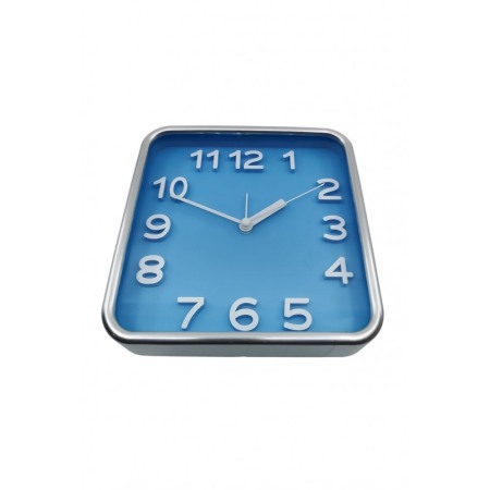 Ceas de masa AtClock Doty®, forma patrata, design minimalist, rama arginie, functioneaza cu baterie, 15 cm, albastru [2]
