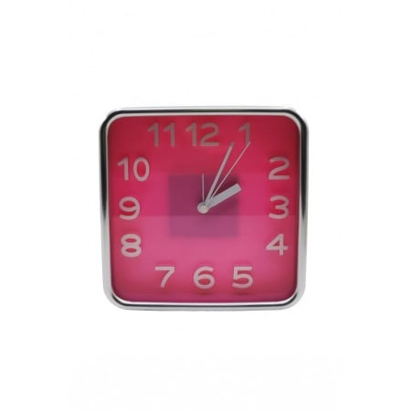 Ceas de masa AtClock Doty®, forma patrata, design minimalist, rama arginie, functioneaza cu baterie, 15 cm, roz [3]