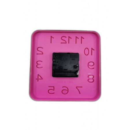 Ceas de masa AtClock Doty®, forma patrata, design minimalist, rama arginie, functioneaza cu baterie, 15 cm, roz [1]