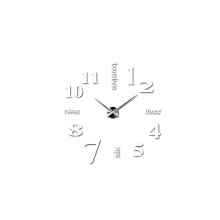 DECO - Ceas de perete 3DWatch, se lipeste de perete, design creativ, 130 cm, cifre iesite in relief, argintiu