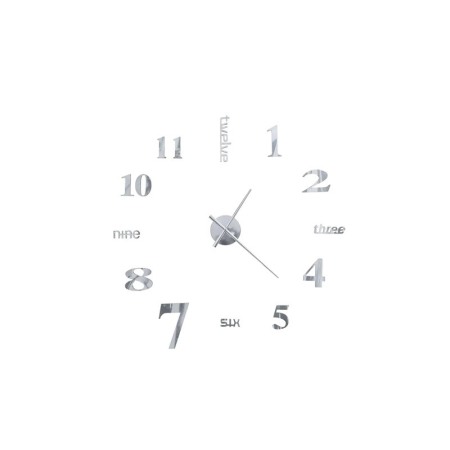 Ceas de perete 3DWatch, se lipeste de perete, design creativ, 130 cm, cifre iesite in relief, argintiu [4]