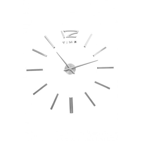 Ceas de perete Silver3DWatch, se lipeste de perete, design creativ, 100 cm, cifre iesite in relief, argintiu [0]