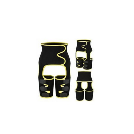 Articole Sanatate & Wellness - Centura 3 in 1 BodyBuild pentru slabit si modelat, ajustabila, confortabila, marime L/XL negru/galben