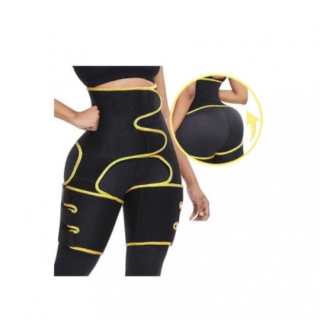 Centura 3 in 1 BodyBuild pentru slabit si modelat, ajustabila, confortabila, marime S/M, negru/galben [6]