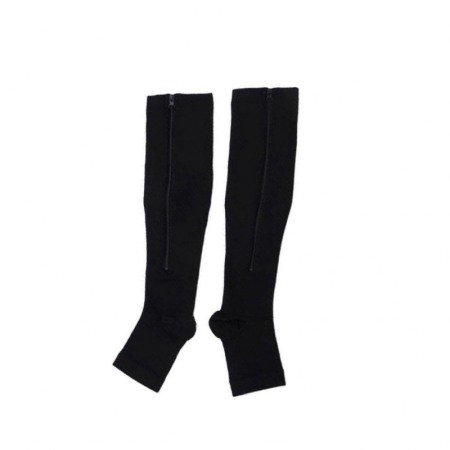 Articole Sanatate & Wellness - Ciorapi compresivi ZipperSoft, pentru imbunatatirea circulatiei sanguine, cu fermoar, confortabile, universale, negru, L/XL