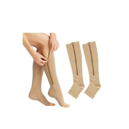 INGRIJIRE PERSONALA - Ciorapi compresivi ZipperSoft, pentru imbunatatirea circulatiei sanguine,universale, nude, L/XL