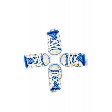 Animale De Companie - Cizmulite cu siret pentru catei de talie foarte mica, masura M, bleu/alb, 4.5 x 3.5 cm, Doty