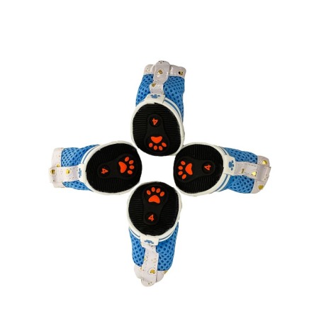 Cizmulite cu siret pentru catei de talie mica, masura L, bleu/alb, 5.2 x 3.9 cm, Doty [1]
