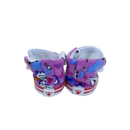 Cizmulite cu siret pentru catei de talie mica,model Cartoon, masura L, roz/alb, 7 X 5 cm [1]