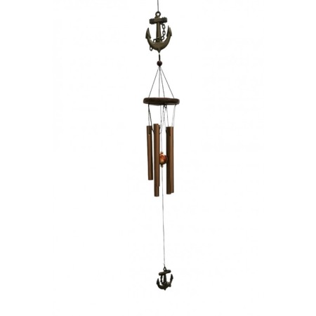 DECO - Clopotei de vant Anchor's Doty®️, model cu ancora, design elegant din metal si lemn, maro, 70 cm