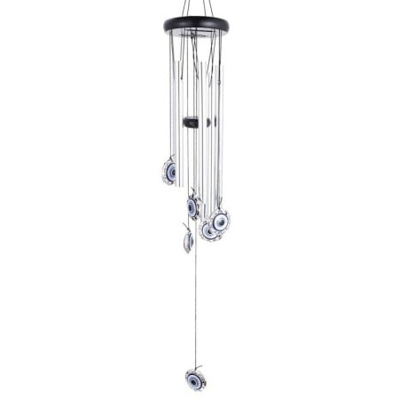 DECO - Clopotei de vant FengEye, cu ochiul protector, design elegant din metal si lemn, culoare argintiu, 67 cm, Doty®️
