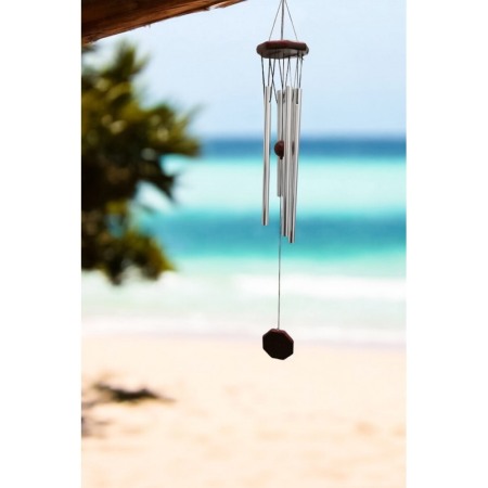Clopotei de vant Wood Chimes Doty®, design elegant din metal si lemn, maro/argintiu, 70 cm [2]