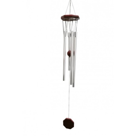 DECO - Clopotei de vant Wood Chimes Doty®, design elegant din metal si lemn, maro/argintiu, 70 cm