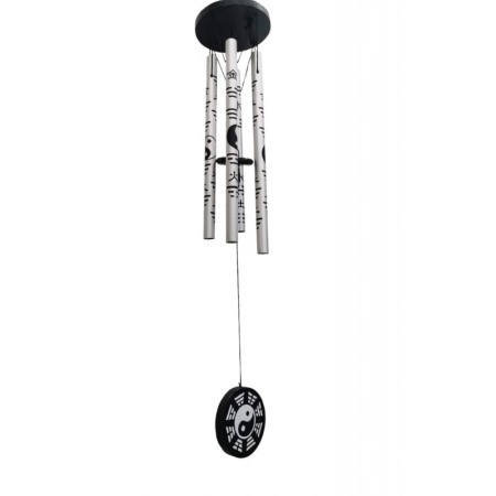 Clopotei de vant YinAndYang Doty®️, design elegant din metal si lemn, negru/argintiu, 55 cm [2]