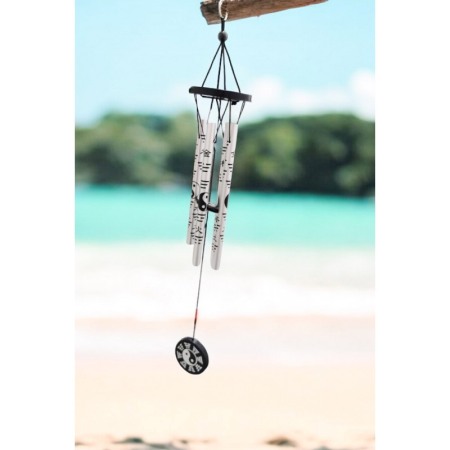 Clopotei de vant YinAndYang Doty®️, design elegant din metal si lemn, negru/argintiu, 55 cm [3]
