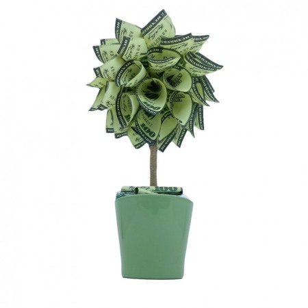 Copac decorativ USD Tree, in ghivechi, design creativ,model dolari, 34 cm, verde [3]