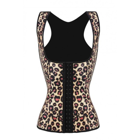 Corset FlatBellY Leopard Design ,tip sauna  pentru slabit ,S/M,bej [0]