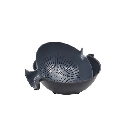 USTENSILE & ARTICOLE BUCATARIE - Cos dublu rotativ pentru strecurat legumele, fructele sau pastele, usor de utilizat, 30x12 cm, gri, Doty®️