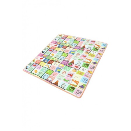 Covoras educativ mare cu doua fete 180 x 200 cm termoizolant, imprimeu cu animale si literele de la fiecare animal in parte [4]