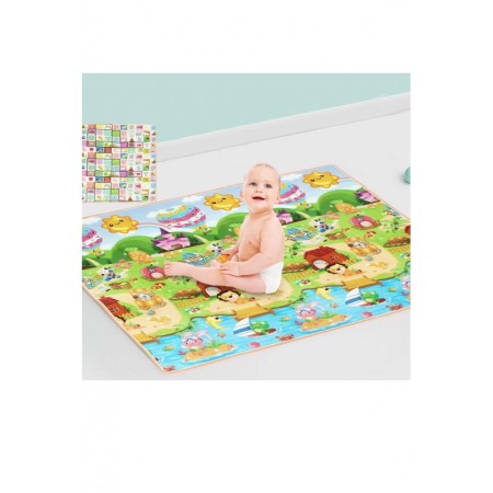 Covoras educativ mare cu doua fete 180 x 200 cm termoizolant, imprimeu cu animale si literele de la fiecare animal in parte [2]