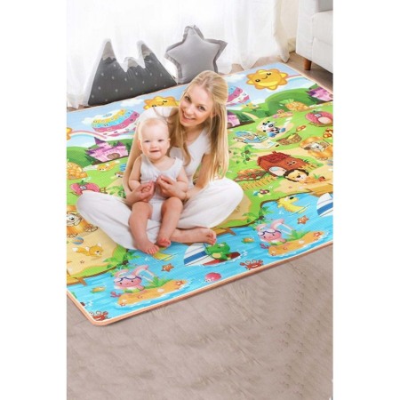 Covoras educativ mare cu doua fete 180 x 200 cm termoizolant, imprimeu cu animale si literele de la fiecare animal in parte [1]