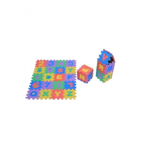Covoras Puzzle Educativ ABCarpet Doty® pentru copii, 36 piese din spuma cu imprimeu litere si cifre, multicolor, 12x12 cm [2]