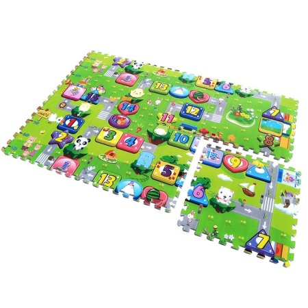 Covoras Puzzle Educativ pentru Copii, 4  Piese din Spuma cu Imprimeu cu sosele, cifre si animale,Doty [1]