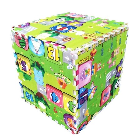 Covoras Puzzle Educativ pentru Copii, 4  Piese din Spuma cu Imprimeu cu sosele, cifre si animale,Doty [2]