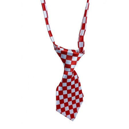 Cravata Fashion Raley, pentru animale de companie, mici,44-32 cm, reglabila, model carouri,rosu/alb [4]