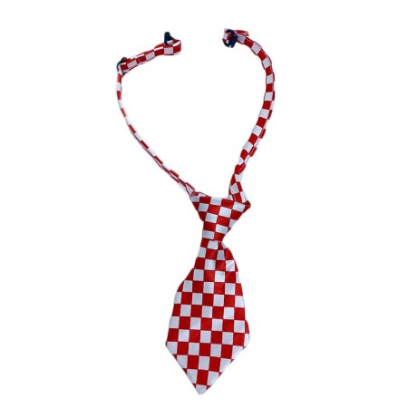Cravata Fashion Raley, pentru animale de companie, mici,44-32 cm, reglabila, model carouri,rosu/alb [1]