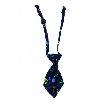 Cravata Fashion Raley, pentru animale de companie, mici,44-32 cm, reglabila, model note muzicale,negru [4]