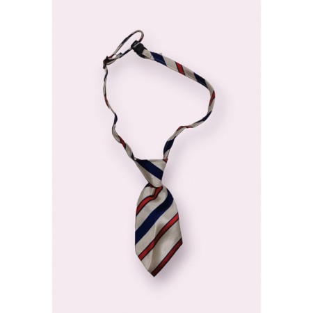 Cravata Fashion Raley, pentru animale de talia mica, 44-32 cm, reglabila, model cu dungi, albastru/bej, Doty® [2]