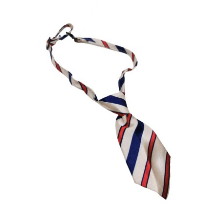 Cravata Fashion Raley, pentru animale de talia mica, 44-32 cm, reglabila, model cu dungi, albastru/bej, Doty® [1]