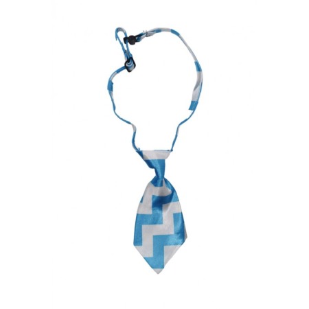 Pisici - Cravata Fashion Raley, pentru animale de talia mica, 44-32 cm, reglabila, model forme asimetrice, albastru deschis, Doty®