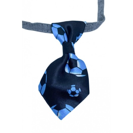Cravata Ring Raley, pentru animale de companie, mici,32-24 cm, reglabila, clopotel inclus, model cu mingi,negru/albastru [1]
