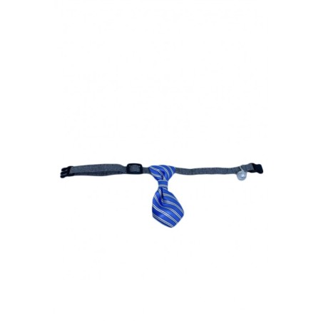 Cravata Ring Raley, pentru animale de companie, mici,32-24 cm, reglabila, clopotel inclus, model dungi,albastru [1]