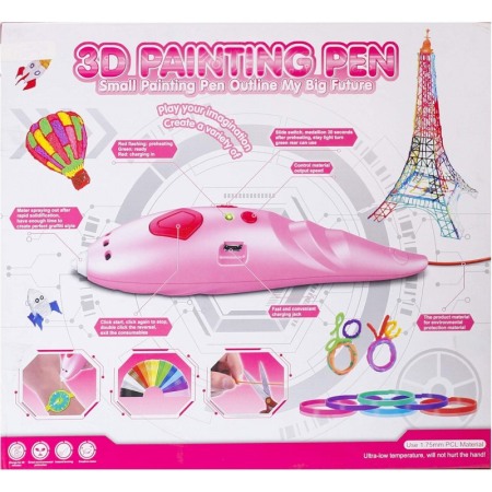 Creion Painting Pen pentru Desenat Obiecte 3D, filament 1.75 mm, temperatura mica, Roz, Doty® [1]